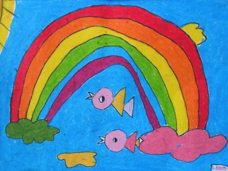下午两点钟,妈妈带我去"小鱼美术"学画画.
