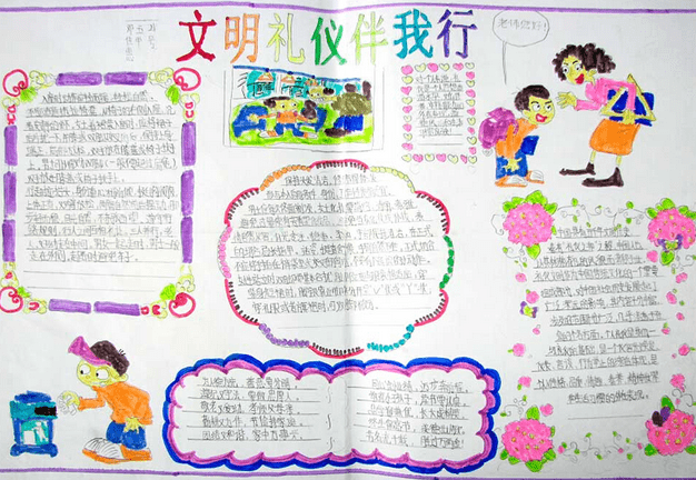 画多字少的小学生生文明礼仪手抄报图片